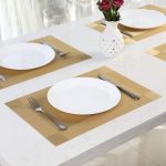 6pcs PVC Placemats with 1 Table Runner Crossweave Woven Vinyl Heat-Resistant Table Mats Non-Slip Washable for Kitchen Dinning Table (6Placemat+Runner180cm)
