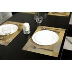 6pcs PVC Placemats with 1 Table Runner Crossweave Woven Vinyl Heat-Resistant Table Mats Non-Slip Washable for Kitchen Dinning Table (6Placemat+Runner180cm)