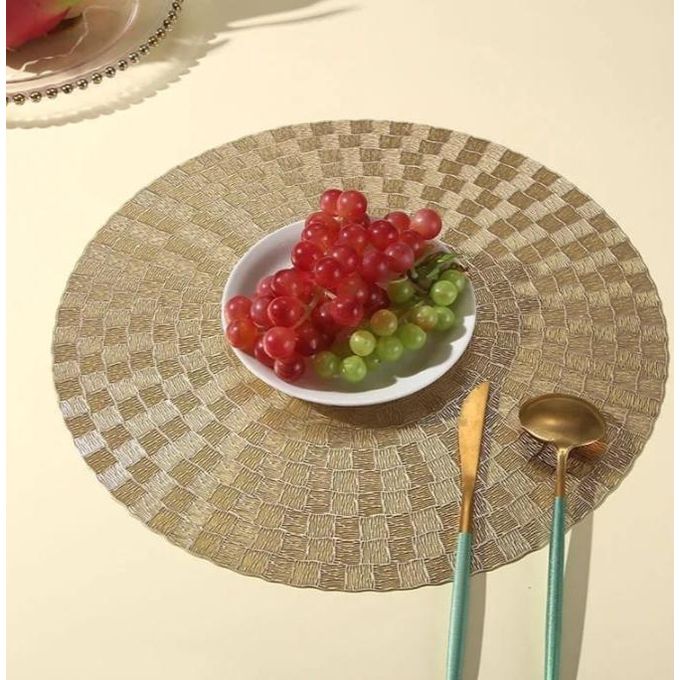 6pcs Round Washable Durable Dining Table Placemats PVC Mats