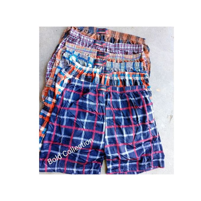 6Pcs Soft Cotton Checked LONG LEG Big Size Men's Boxers –for Trauser 30-42