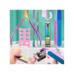 7pcs Colored Titanium Cuticle Scissors & Nail Care Tool Set