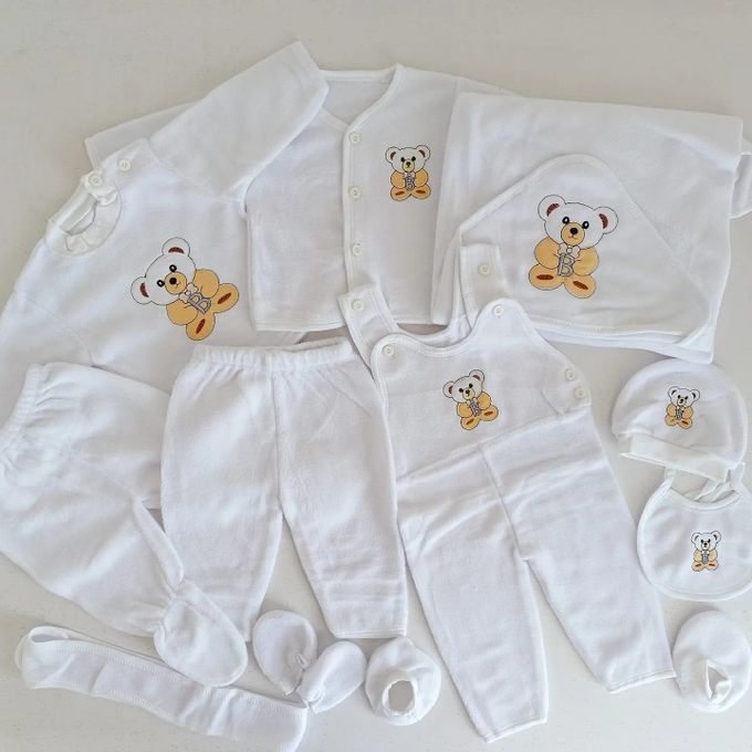 8 Piece Fleece Baby Receiving Set- white