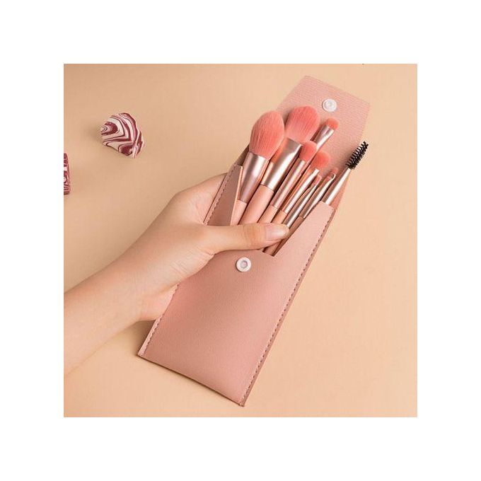 8 Pieces Convenient Cosmetic Brushes Beauty Tool Set-pink