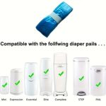 8 Rolls Refill Bags Compatible with Genie Easy Roll Signature Diaper Pail and Platinum Diaper Pail