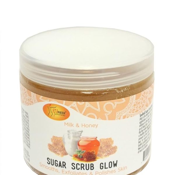 SPA REDI - Sugar Body Scrub, Milk and Honey, 16 Oz, Exfoliating, Moisturizing, Hydrating and Nourishing, Glow, Polish, Smooth and Fresh Skin - Body Exfoliator