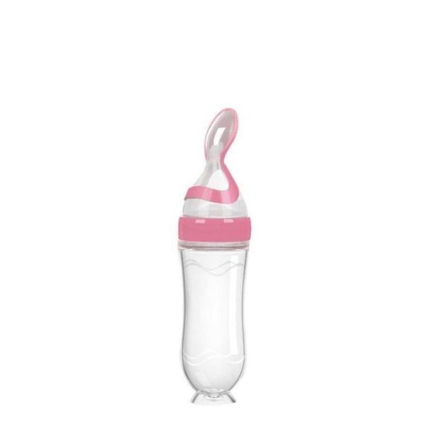 90ml Soft Silicone baby feeding bottle with spoon tip