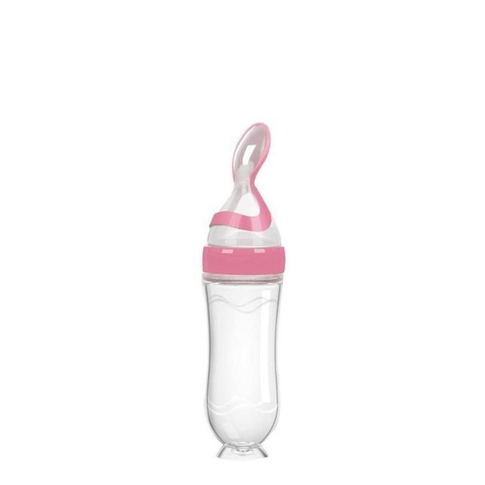 90ml Soft Silicone baby feeding bottle with spoon tip