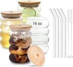 Glass Cups with Straws