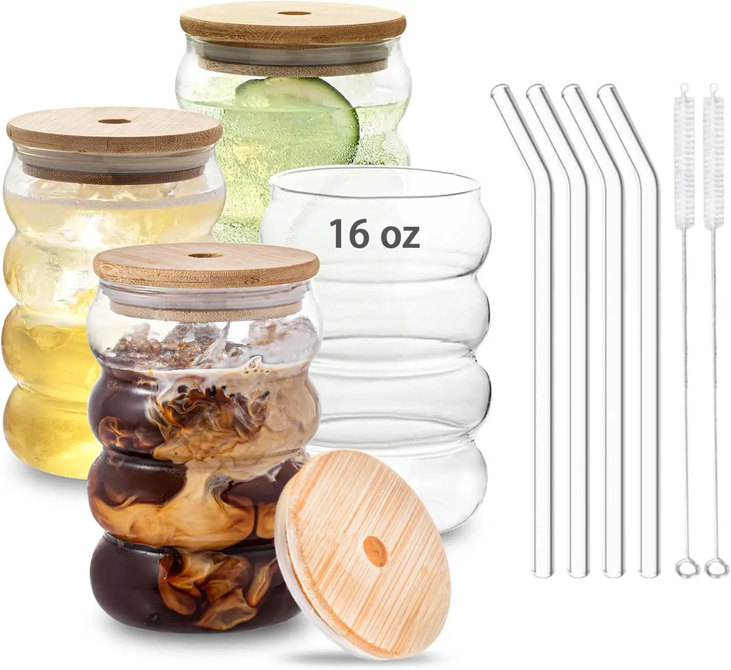 S4e5c065911694987bd8351f84f5a6007N Glass Cups with Straws - Image 1