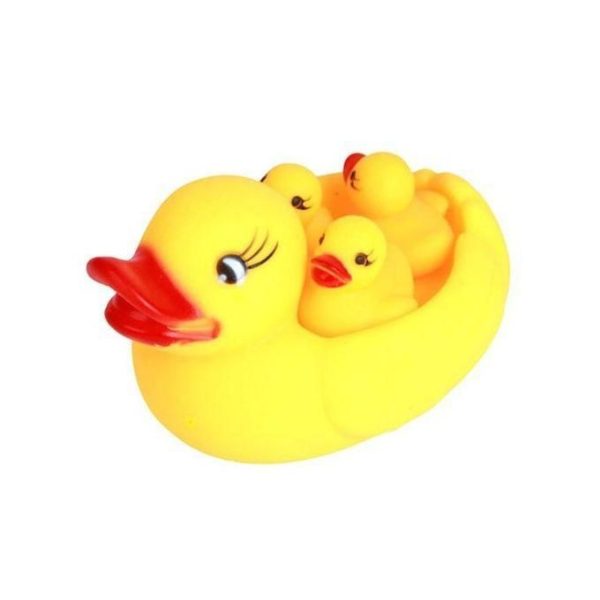 A Set Of 4 Squeaky Chu Chu Duck Family Baby Bath Toys Water Pool Tub Toys