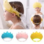 Adjustable Baby Shower Shampoo Cap Crown Shape Wash Hair Shield Hat for Kids – Comfortable Bath Protection with Ear & Eye Safety