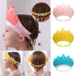 Adjustable Baby Shower Shampoo Cap Crown Shape Wash Hair Shield Hat for Kids – Comfortable Bath Protection with Ear & Eye Safety