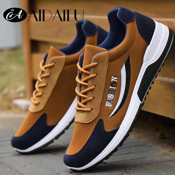 AIDAILU Men's Breathable Sneakers Casual Shoes Non-slip Comfort Sport - Brown