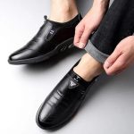 AIDAILU Men's Soft Sole Leather Shoes Casual Slip-Ons Formal Shoes - Black