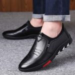 AIDAILU Men's Soft Sole Leather Shoes Casual Slip-Ons Formal Shoes - Black