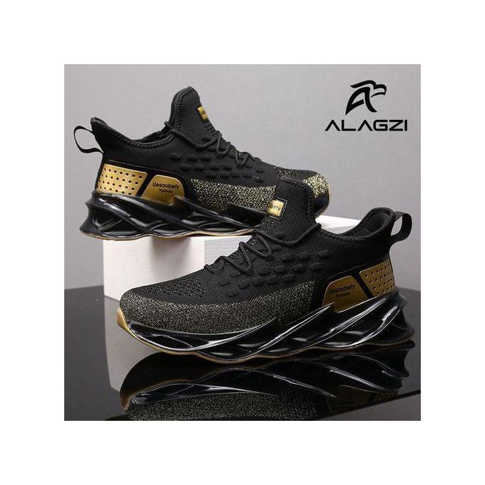 ALagzi 2025 Mens Casual Noble Shoes Running Sneakers - Black/Gold