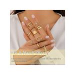 ARHANORY 10pcs/set Ladies Stacking Ring Set - Gold