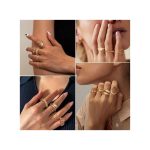 ARHANORY 10pcs/set Ladies Stacking Ring Set - Gold