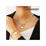 ARHANORY Ladies Necklace Bracelet Gold Jewelry Set