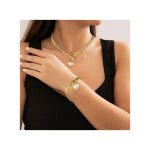 ARHANORY Ladies Necklace Bracelet Gold Jewelry Set
