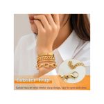 ARHANORY Punk Cube Link Chains Bracelets Set For Women Gold Chain