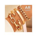 ARHANORY Punk Cube Link Chains Bracelets Set For Women Gold Chain