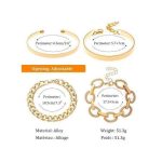 ARHANORY Punk Cube Link Chains Bracelets Set For Women Gold Chain