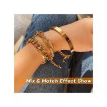 ARHANORY Punk Cube Link Chains Bracelets Set For Women Gold Chain