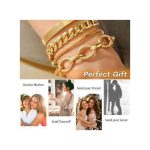 ARHANORY Punk Cube Link Chains Bracelets Set For Women Gold Chain