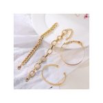 ARHANORY Punk Cube Link Chains Bracelets Set For Women Gold Chain