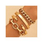 ARHANORY Punk Cube Link Chains Bracelets Set For Women Gold Chain