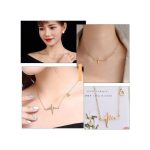 ARHANORY Women Necklace Ladies Heartbeat Rhythm Pendant Chain - Gold