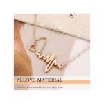 ARHANORY Women Necklace Ladies Heartbeat Rhythm Pendant Chain - Gold