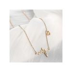 ARHANORY Women Necklace Ladies Heartbeat Rhythm Pendant Chain - Gold