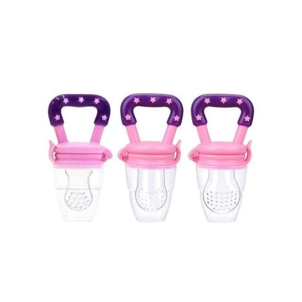 Baby Fruit Feeder Pacifier Teething Toys Fresh Food Feeder Infant Fruit Nipple Silicone Pouches For Toddlers Kids Boy Girl. Medium Sized Pink