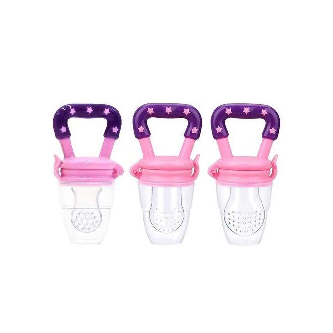 Baby Fruit Feeder Pacifier Teething Toys Fresh Food Feeder Infant Fruit Nipple Silicone Pouches For Toddlers Kids Boy Girl. Medium Sized Pink