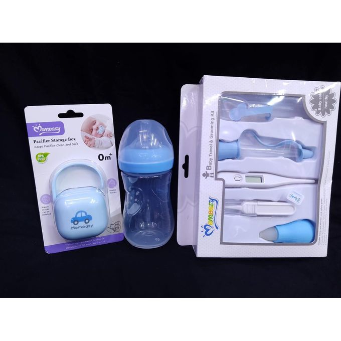 Baby Shower New Born Gift Pack:pacifier storage box, feeding bottle, grooming kit