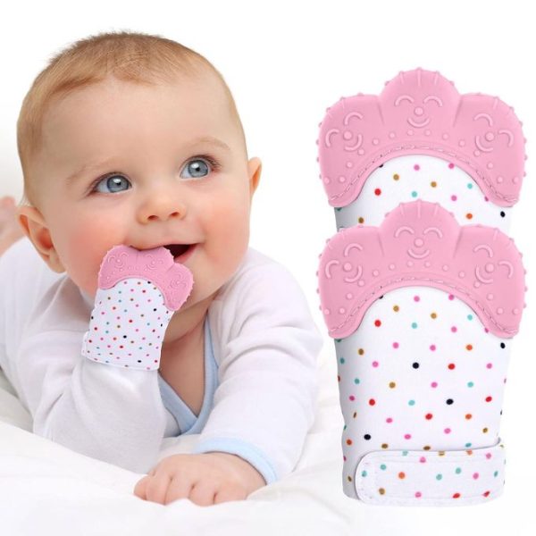 Baby Silicone Teething Glove – Soothing Relief, One Gentle Chew At A Time - BPA FREE With Adjustable Velcro Straps 0-12M