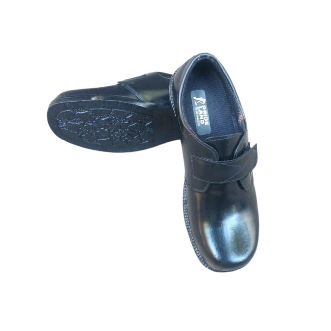 Back To School Shoes Boy's Leather Round Toe "Light Sole" With Velcro Strap.