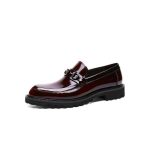 Banagat Men Formal Corporate Italian Oxfords Official Loafers Slip-ons Shoes Wine Red