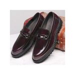 Banagat Men Formal Corporate Italian Oxfords Official Loafers Slip-ons Shoes Wine Red