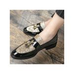 Banagat Men Glossy Casual Brogue Official Shoes Oxford Loafers & Slip-Ons Gold Black