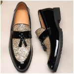 Banagat Men Glossy Casual Brogue Official Shoes Oxford Loafers & Slip-Ons Gold Black