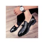 Banagat Men Glossy Casual Brogue Official Shoes Oxford Loafers & Slip-Ons Black