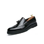 Banagat Men Glossy Casual Brogue Official Shoes Oxford Loafers & Slip-Ons Black
