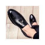 Banagat Men Glossy Casual Brogue Official Shoes Oxford Loafers & Slip-Ons Black