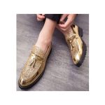 Banagat Men Glossy Formal Brogue Official Shoes Oxford Loafers & Slip-Ons Gold