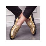 Banagat Men Glossy Formal Brogue Official Shoes Oxford Loafers & Slip-Ons Gold