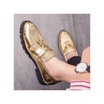 Banagat Men Glossy Formal Brogue Official Shoes Oxford Loafers & Slip-Ons Gold