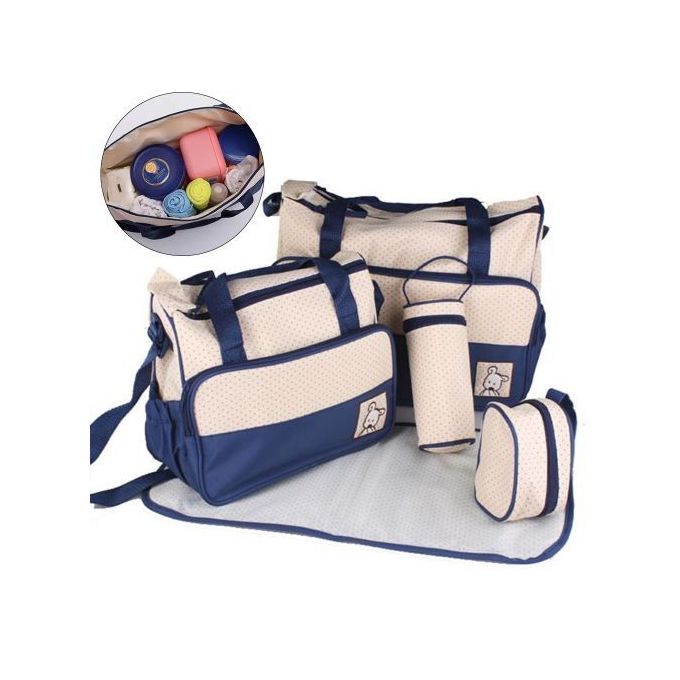 Bear Club Bear-Club Cute 5 Piece Waterproof Diaper Bag, Multi Pockets